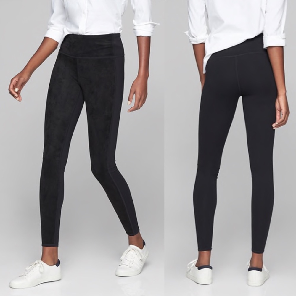Athleta Black Suede Strut Street Tight Leggings Full Length